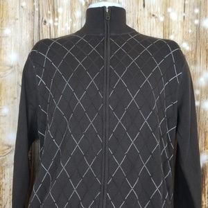 BKE full zip brown sweater mens sz L